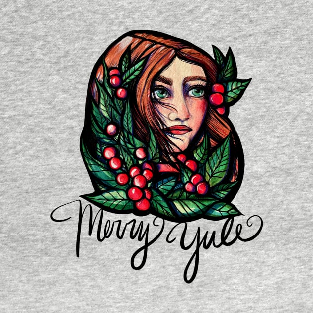 Merry Yule Holly Berries Pagan Goddess by bubbsnugg
